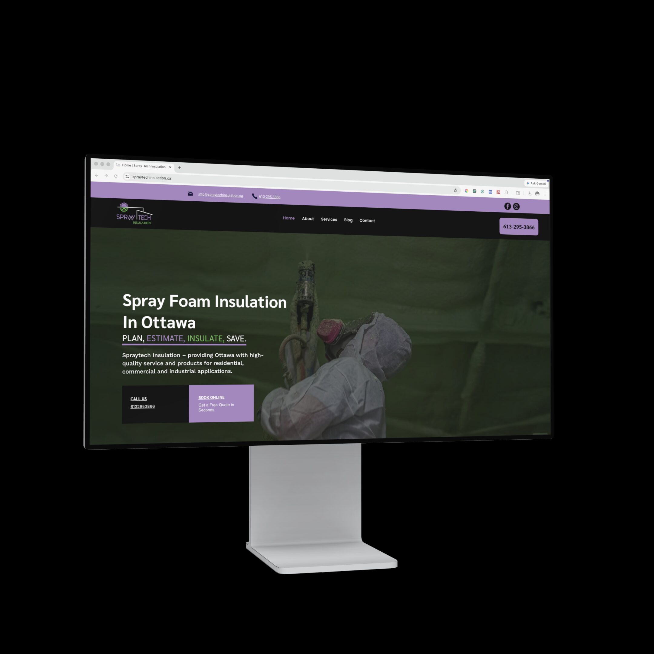 SprayTech Insulation website mockup