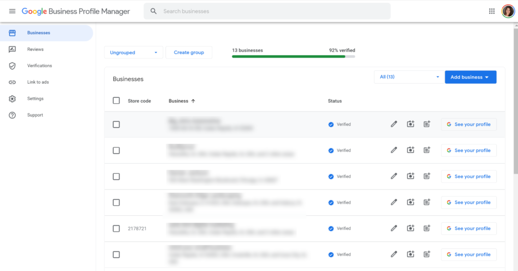 Google busine page update
