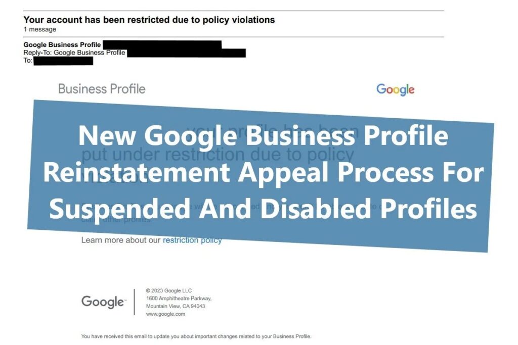 Google Reinstatement Appeal process