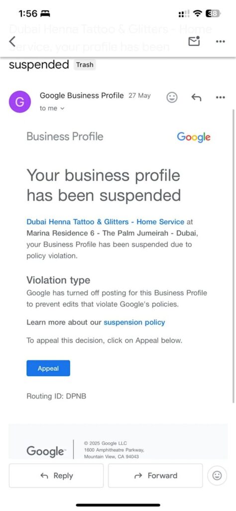 Google business page suspended