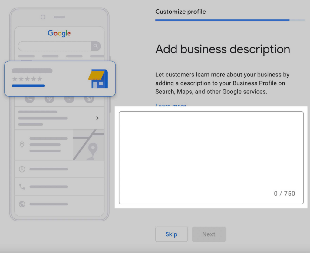 google business profile description